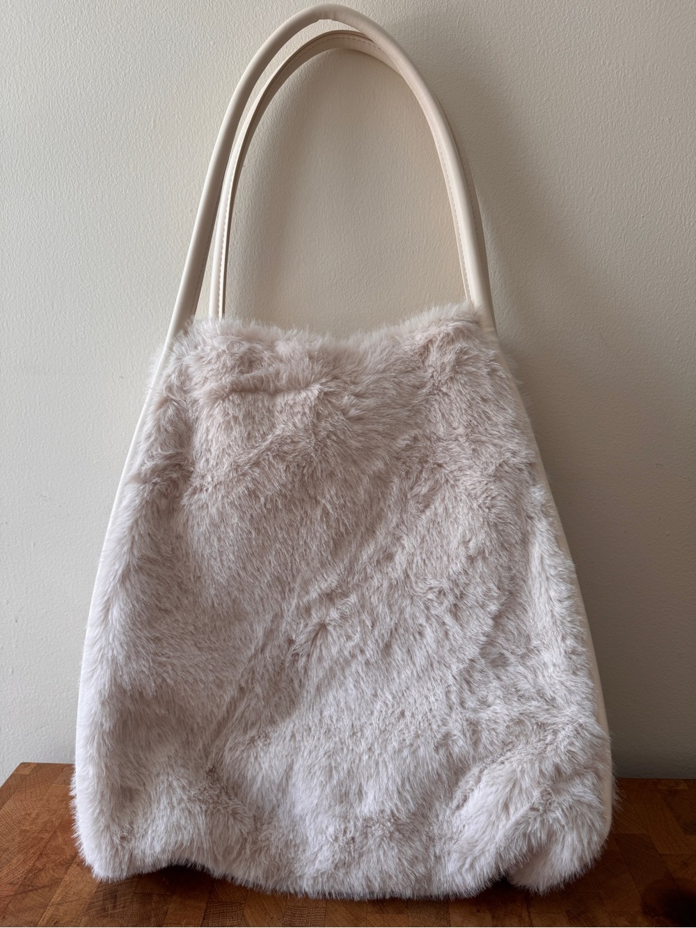 Victoria's Secret Faux Fur Tote Bag - Light Cream